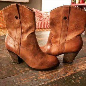 GIANNI BINI BROWN LEATHER ANKLE BOOTS